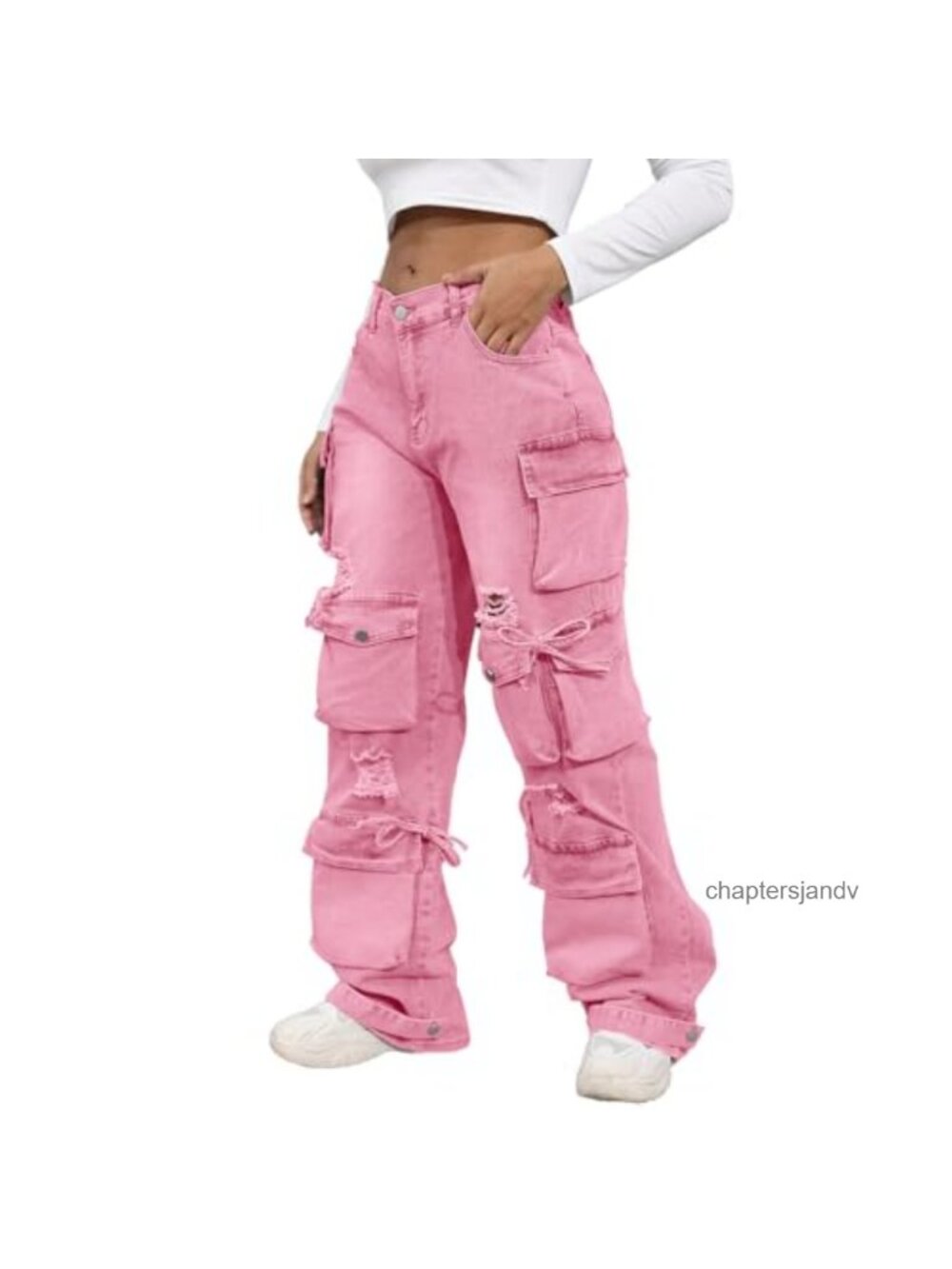Women's High Rise Baggy Wide Leg Cargo Jeans Flap Pocket Y2K Streetwear
